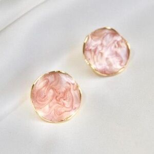 Pink Round Stud Earrings